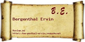 Bergenthal Ervin névjegykártya