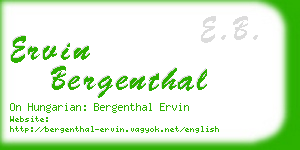 ervin bergenthal business card